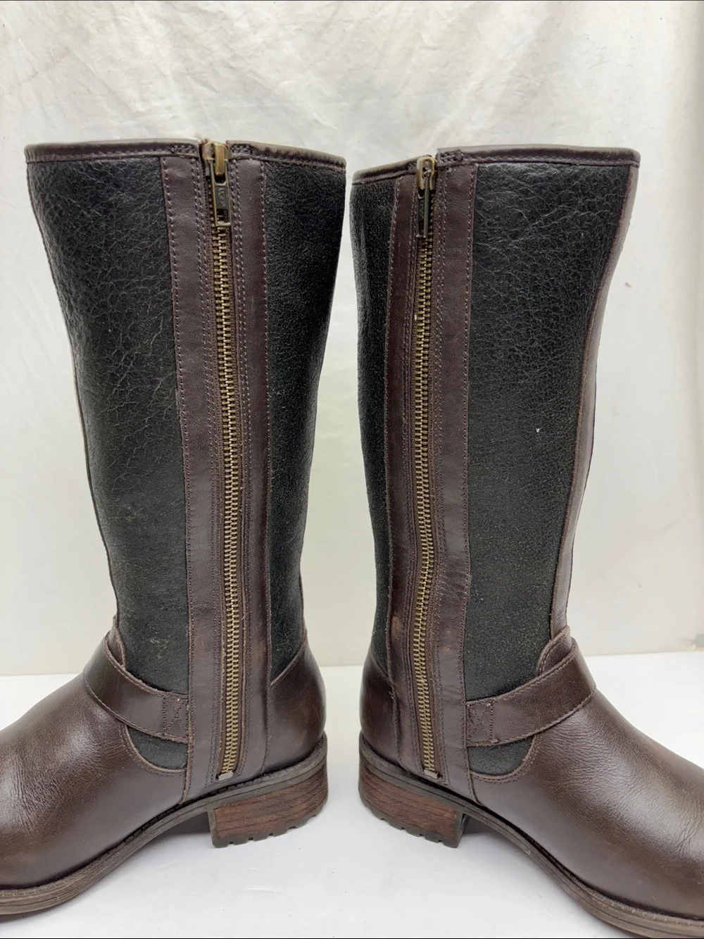 UGG Brown and Black Leather Buckle Boots, SZ 5 big girl